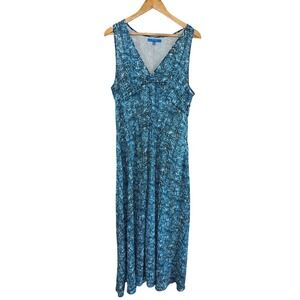 Derek Lam Abstract Animal Print Maxi Dress Blue Boho Summer Resort Vacation‎ XL
